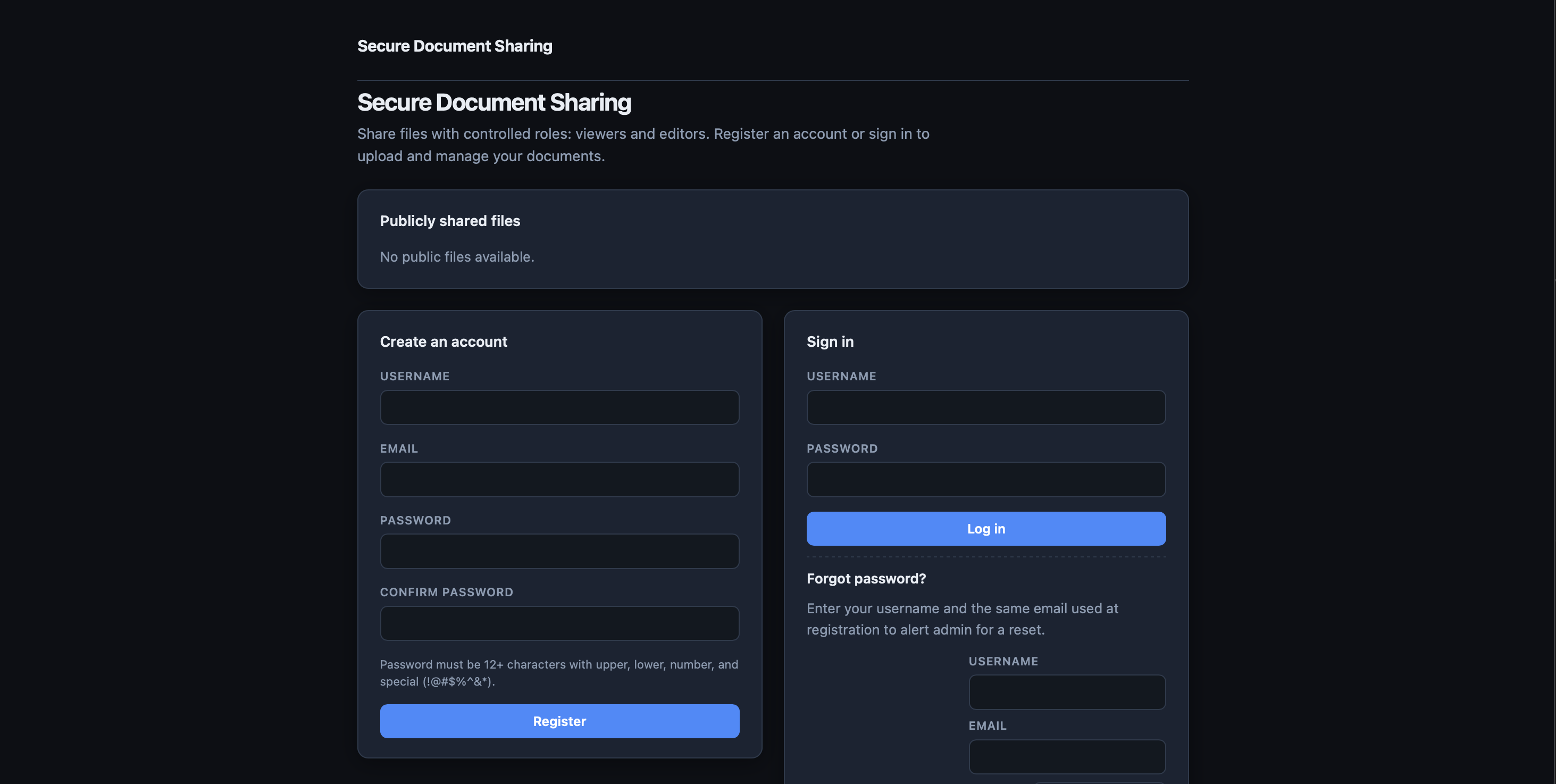Secure document sharing platform preview